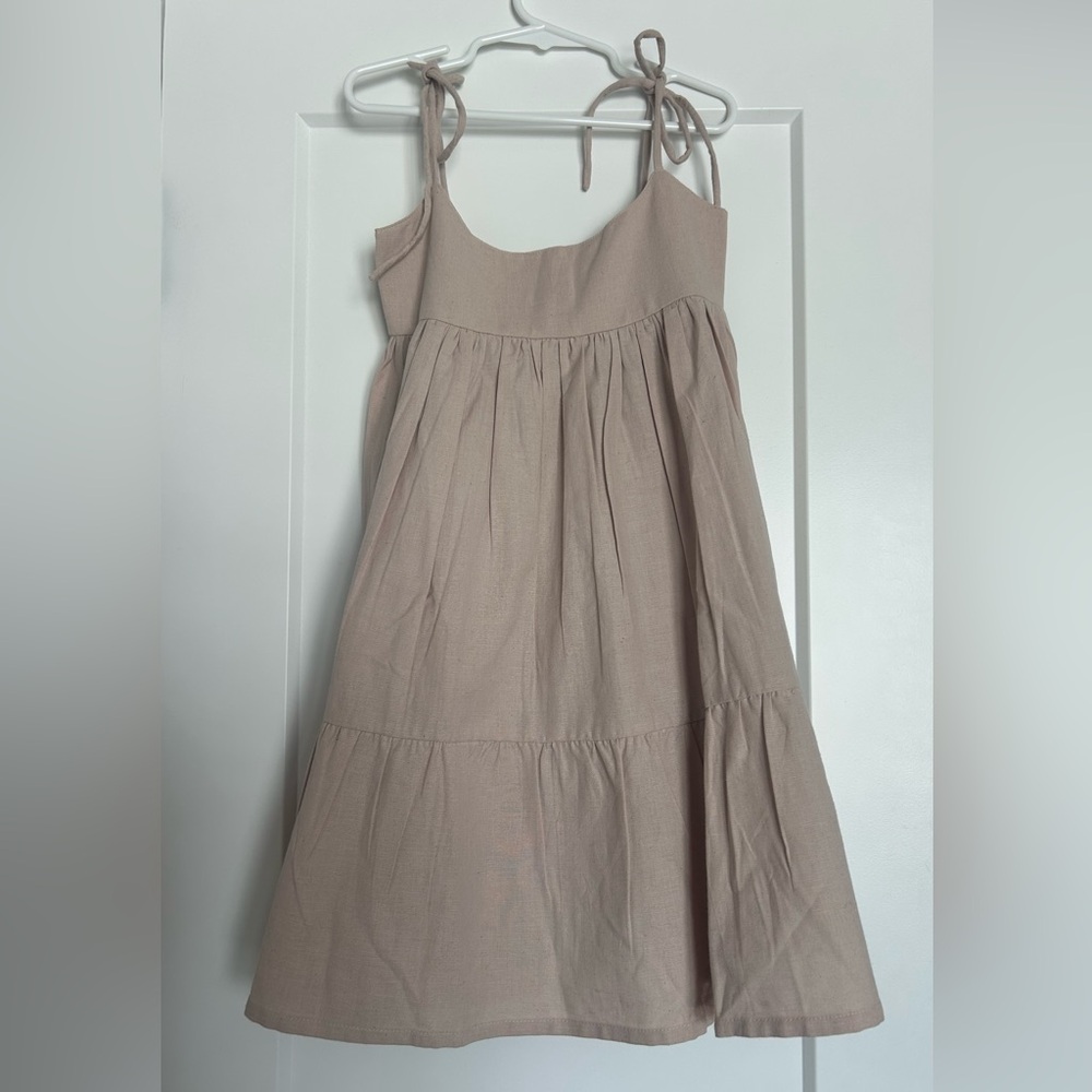 Little girls tiered adjustable shoulder tie dress